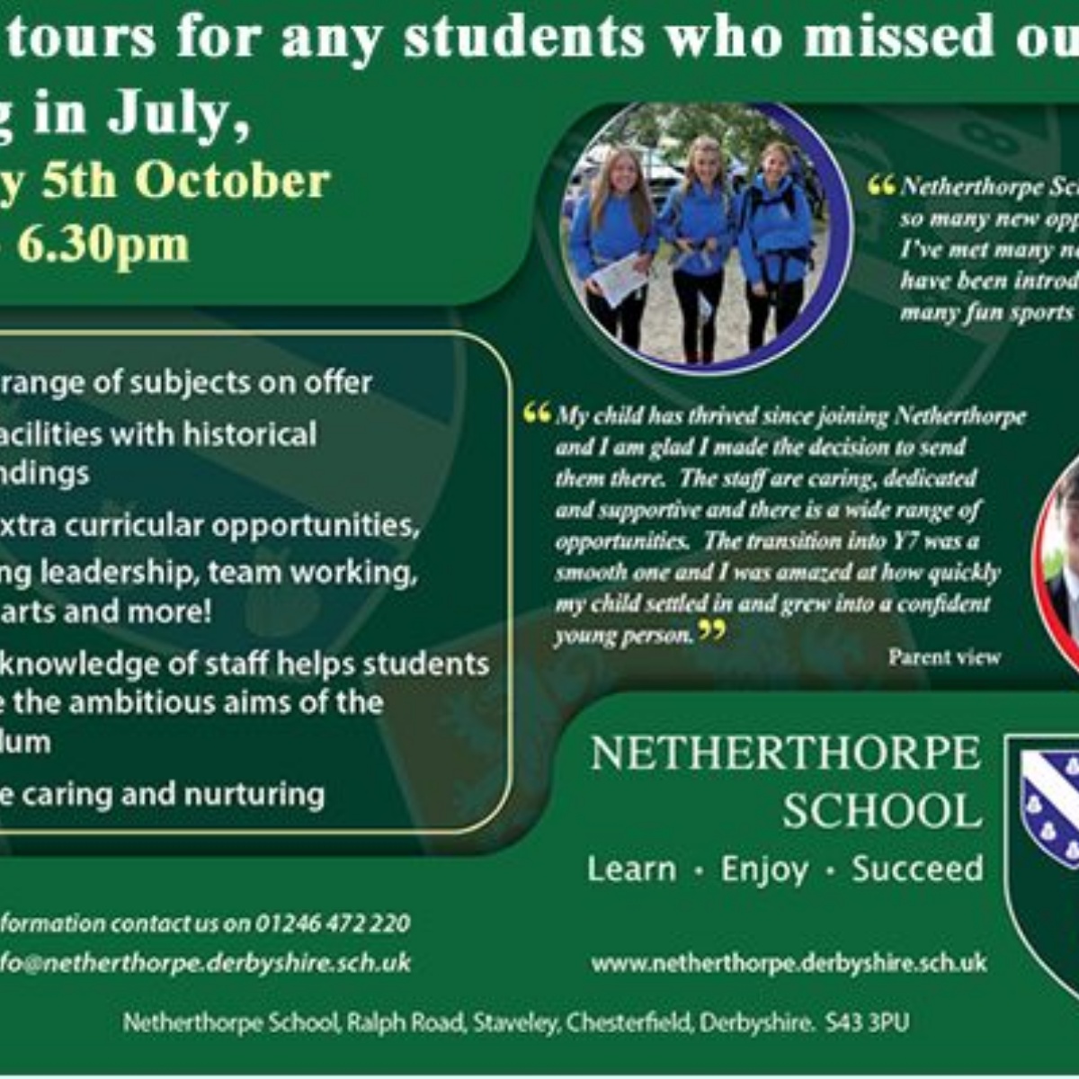 Netherthorpe School - Year 6 Tours for any students who missed our open  evening in July